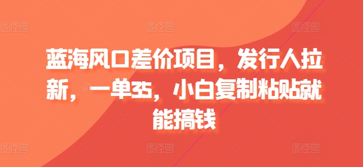 蓝海风口价格差新项目，外国投资者引流，一单35，新手拷贝就可弄钱-课程网