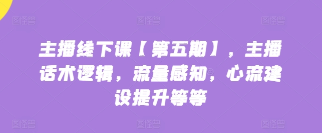 网络主播面授课【第五期】，主播话术逻辑性，总流量认知，心流基本建设提高等-课程网