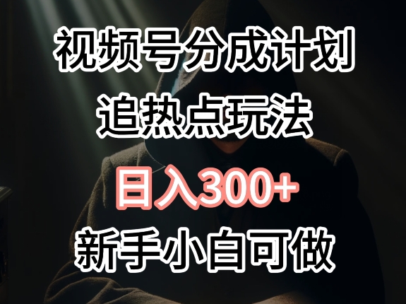 视频号最新追热点玩法，适合新手小白，快速获取收益-课程网