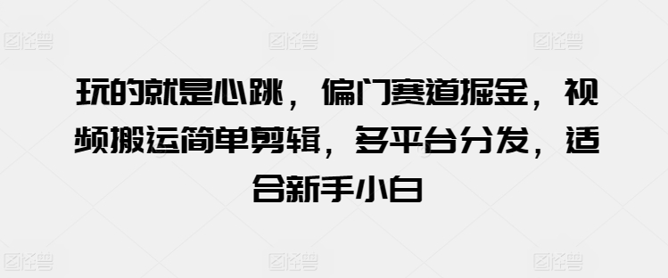 玩的就是心跳，偏门赛道掘金，视频搬运简单剪辑，多平台分发，适合新手小白【揭秘】-课程网