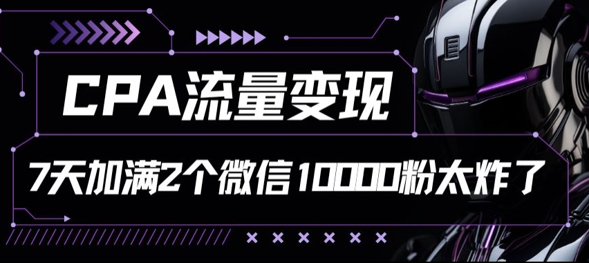 CPA数据流量变现7天满油两个微信号10000粉-课程网