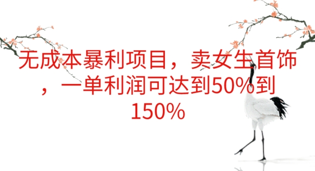 无成本暴利项目，卖女生首饰，一单利润可达到50%到150%-课程网