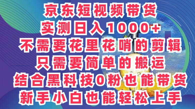 2024全新迷之操作，京东商城卖货新项目，不用花里花哨的视频剪辑，只需要简单的运送-课程网