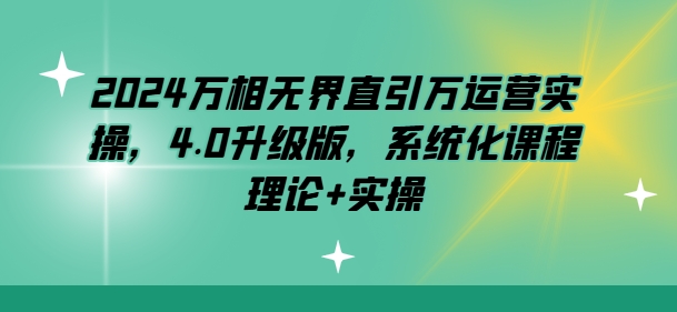 2024万相无边直引万经营实际操作，4.0全新升级，专业化课程内容 基础理论 实际操作-课程网