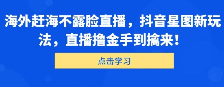 国外出海捕鱼不露脸直播，抖音星图新模式，直播间撸金游刃有余-课程网