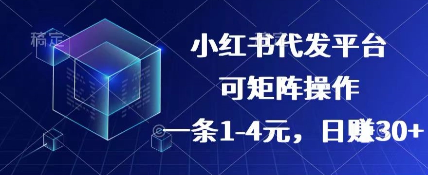 【小红书的 抖音视频】代发平台，一条1~4元，日赚30 的可靠小程序，可引流矩阵实际操作-课程网