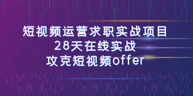 小视频运-营应聘求职实践项目，28天线上实战演练，攻破小视频offer-课程网