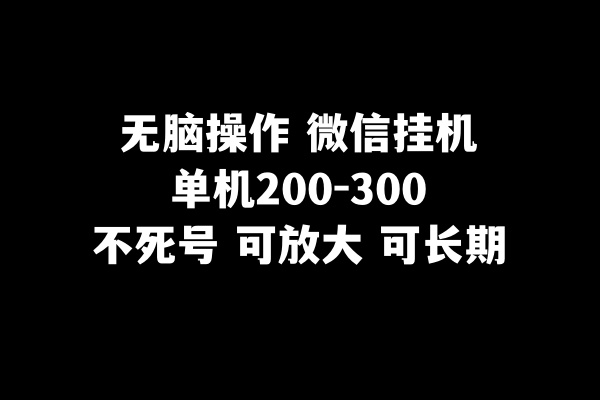 没脑子实际操作微信挂机单机版200-300一天，不死号，可变大-暖阳网-优质付费教程和创业项目大全-课程网