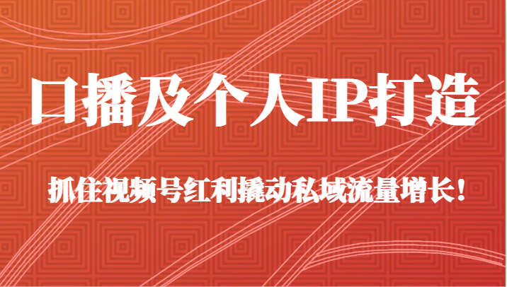 口播文案和个人IP打造出，把握住微信视频号收益撬起私域流量池提高！-课程网