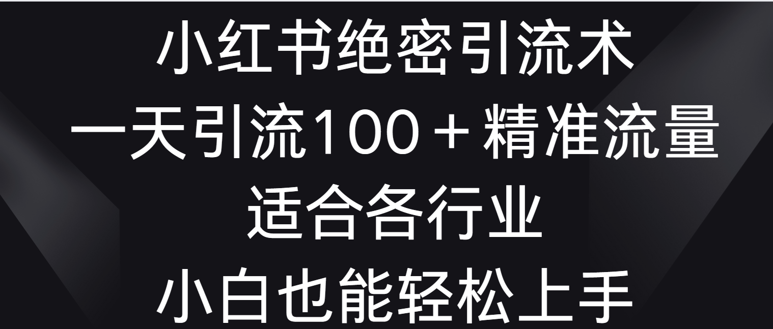 小红书绝密引流术，一天引流100＋精准流量，适合各个行业，小白也能轻松上手-课程网