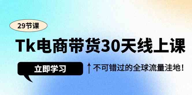 Tk电商直播带货30无线天线授课，不容错过的全世界流量洼地-课程网