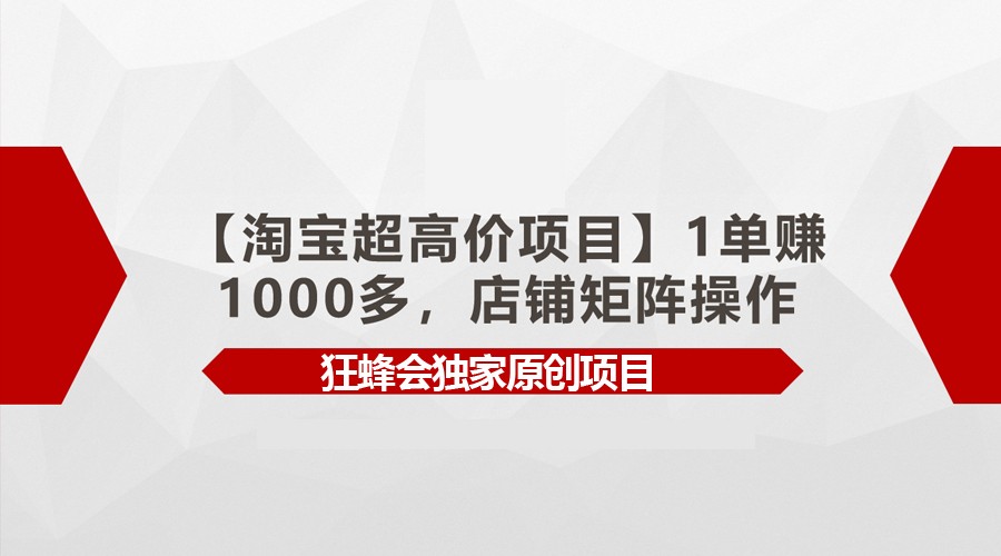 【淘宝网超高价位新项目】1单赚1000多，店面引流矩阵实际操作-课程网