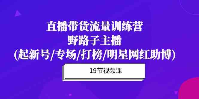 直播带货流量特训营，野路子主播(起新号/专场/打榜/明星网红助博)-课程网