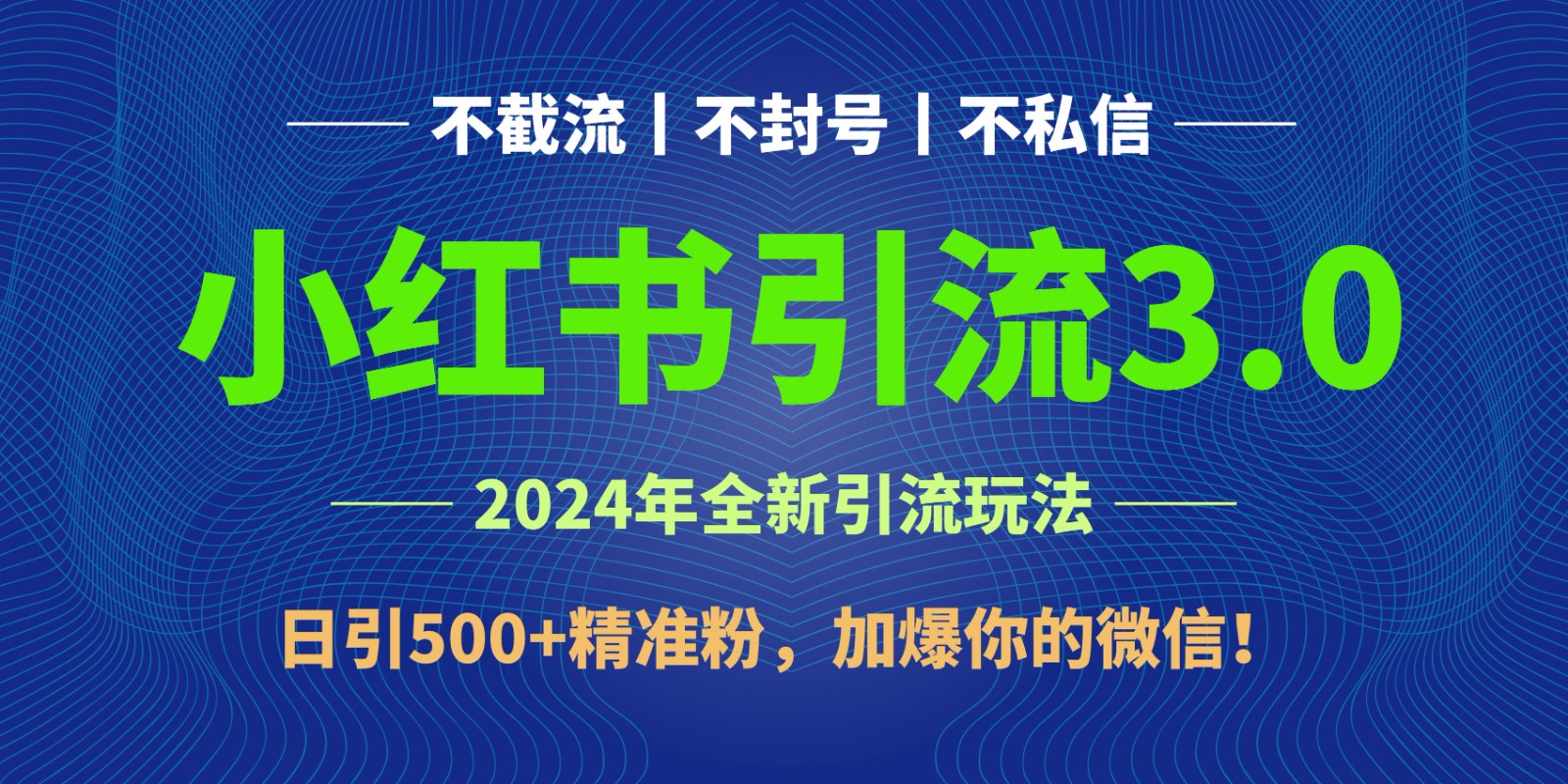 2024年4月最新小红书引流3.0玩法，日引500+精准粉，加爆你的微信！-课程网