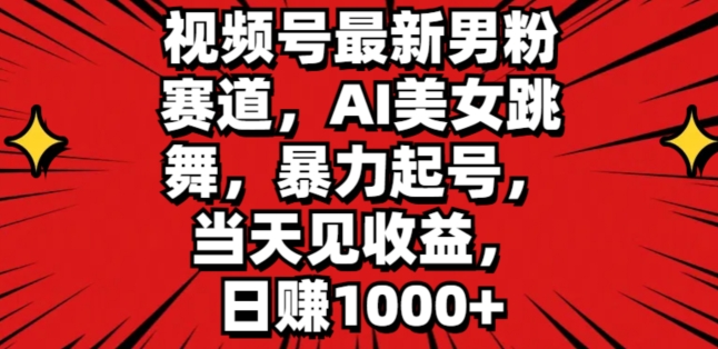 微信视频号全新粉丝跑道，AI美女跳舞，暴力行为养号，当日见盈利，日赚1K-课程网