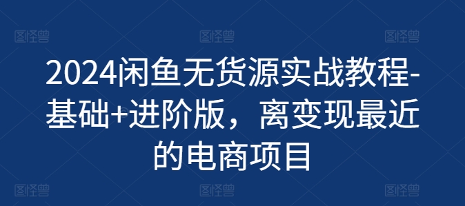 2024闲鱼平台无货源电商实战演练实例教程-基本 升级版，离转现近期的电商项目-课程网