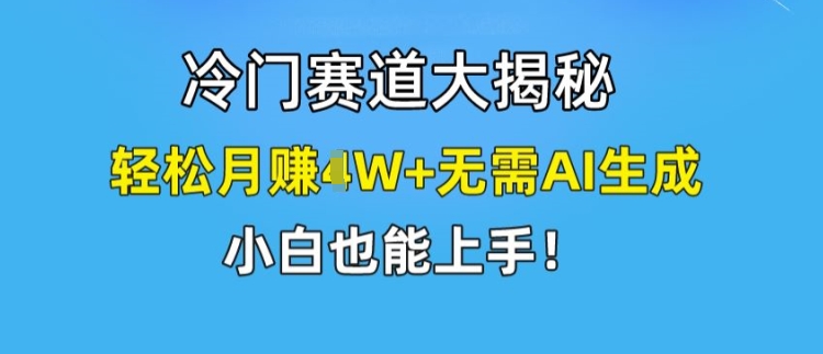 小众跑道大曝光，轻轻松松月赚1W 不用AI形成，新手也可以入门【揭密】-课程网