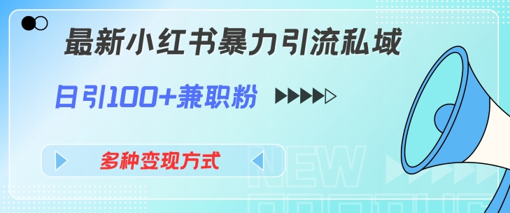 最新小红书暴力引流私域玩法，日引100+兼职粉，多种变现方式-课程网