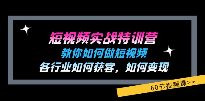 短视频实战特训营：教你如何做短视频，各行业如何获客，如何变现 (60节)-课程网