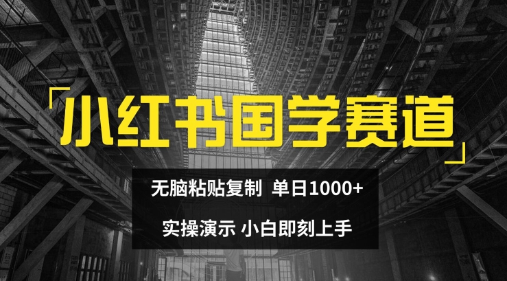 小红书的国学经典跑道，没脑子粘贴复制，单日1K，实际操作演试，新手立刻入门【揭密】-课程网