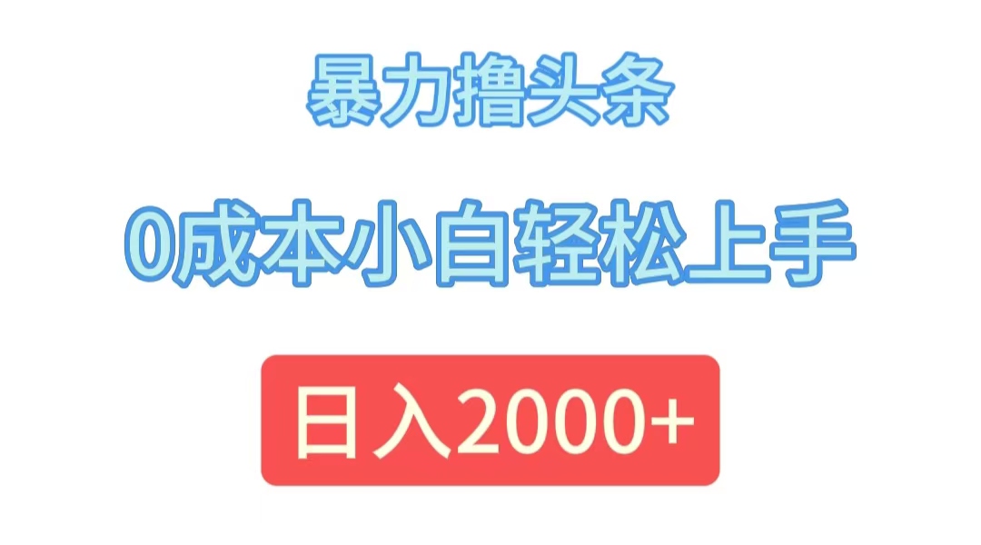 暴力撸头条，0成本小白轻松上手，日入2000+-课程网