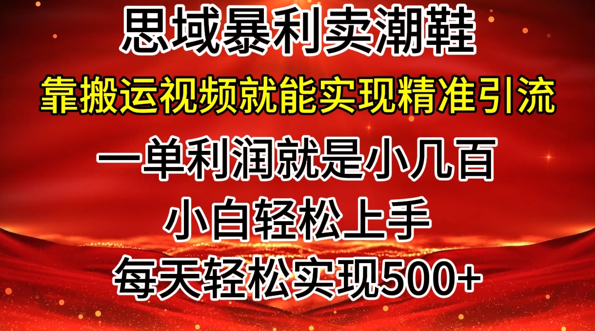 公域卖潮牌鞋子爆利游戏玩法，新手快速上手，日赚多张，轻松，只靠搬运视频就可精准引流方法-课程网