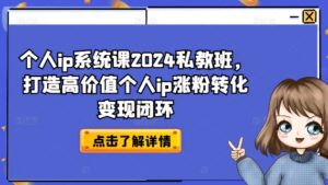 个人ip系统软件课2024私人教练班，打造出高颜值本人ip增粉转换转现闭环控制-课程网