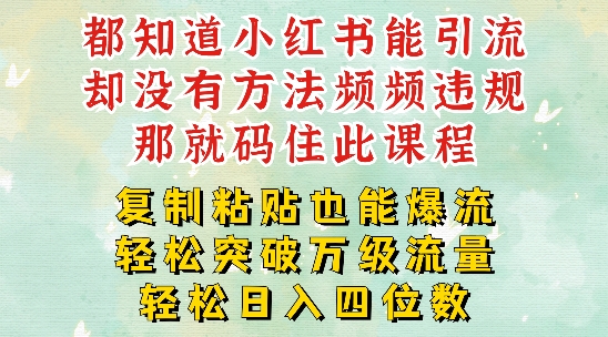 小红书的靠拷贝一周提升千级流量入口干货知识，以瘦身为例子，每日平稳引流变现四位数【揭密】-课程网