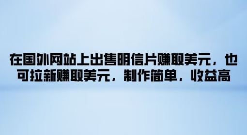 在海外网站上售卖名信片获得美金，也可以引流获得美金，制作简单，利润高-课程网