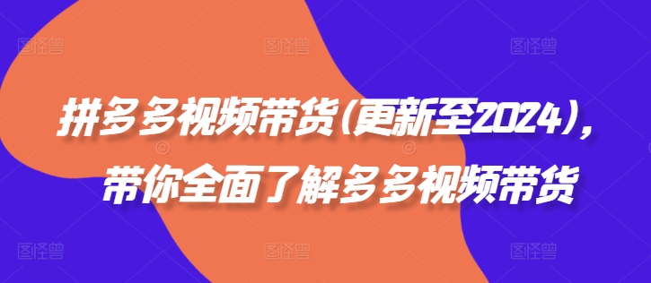 拼多多视频卖货(更新至2024)，陪你充分了解多多的短视频带货-课程网