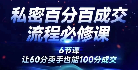 私密百分百成交流程线上训练营，绝对成交，让60分卖手也能100分成交-课程网