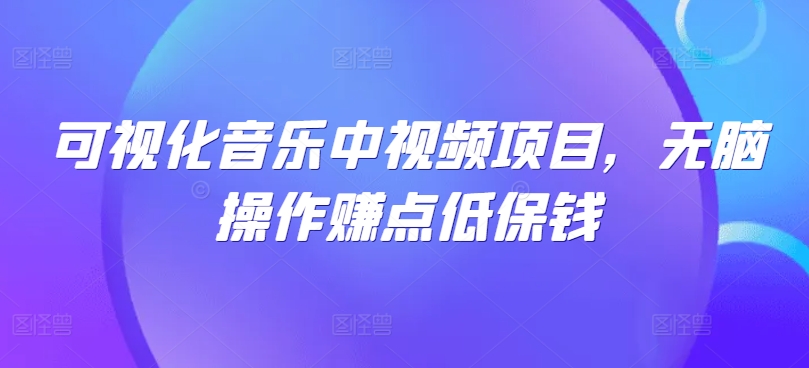 可视化音乐中视频项目，无脑操作赚点低保钱-课程网