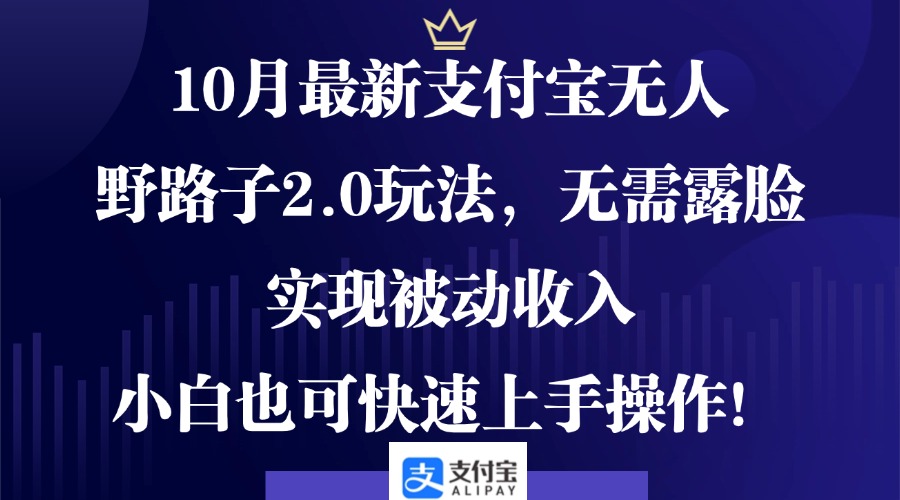 10月最新支付宝无人野路子2.0玩法，无需露脸，实现被动收入，小白也可…-课程网