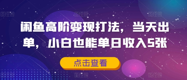 闲鱼高阶变现打法，当天出单，小白也能单日收入5张-课程网