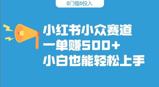 小红书的冷门跑道，一单收500 ，新手也可以快速上手-课程网