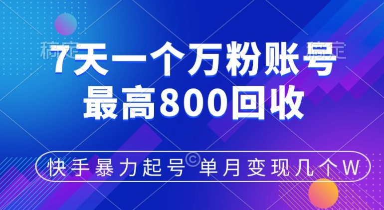 快手视频暴力行为养号，7天涨万粉，新手当日养号，多种多样变现模式，单月转现好多个-课程网