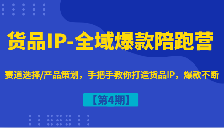 货物IP-示范区爆品陪跑营【第4期】跑道挑选/产品规划，教你如何打造出货物IP，爆品持续-课程网