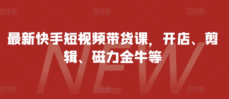 全新快手视频短视频卖货课，开实体店、视频剪辑、磁力金牛等-课程网