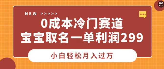 0成本冷门赛道，宝宝取名一单利润299，小白轻松月入过万-课程网