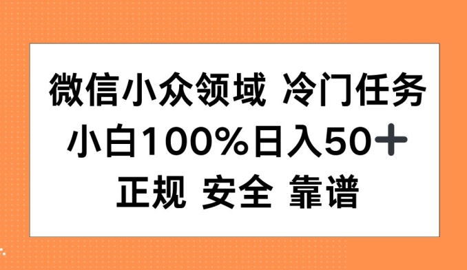 微信小众领域冷门特定任务，小白100%日入50+，正规安全靠谱-课程网