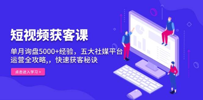 短视频获客课，单月外贸询盘5000 工作经验，五大社交媒体电商平台运营攻略大全,，迅速拓客窍门-课程网