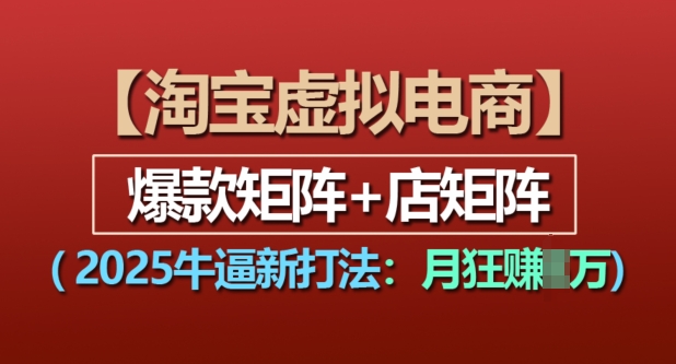 淘宝虚拟电商，2025牛逼新打法：爆款矩阵+店矩阵，月入过万-课程网