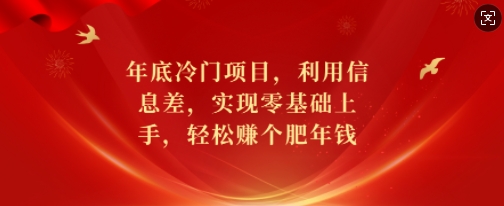 年底冷门项目，利用信息差，实现零基础上手，轻松赚个肥年钱【揭秘】-课程网