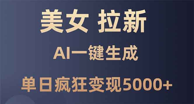 美女暴力拉新，通过AI一键生成，单日疯狂变现5000+，纯小白一学就会！-课程网