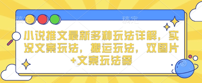 小说推文最新多种玩法详解，实况文案玩法，搬运玩法，双图片+文案玩法等-课程网