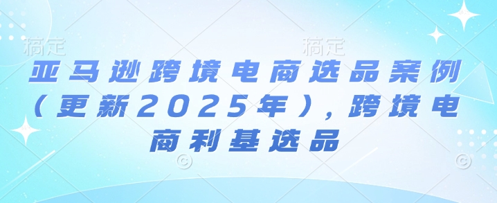 亚马逊跨境电商选品案例(更新2025年)，跨境电商利基选品-课程网