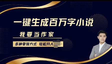 我要当作家，一键生成百万字小说，多种变现方式，轻松月入过W+-课程网